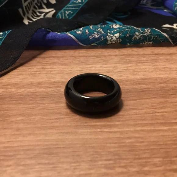 🎲TRADED🎲BLACK AGATE ring, unisex band - Picture 6 of 17